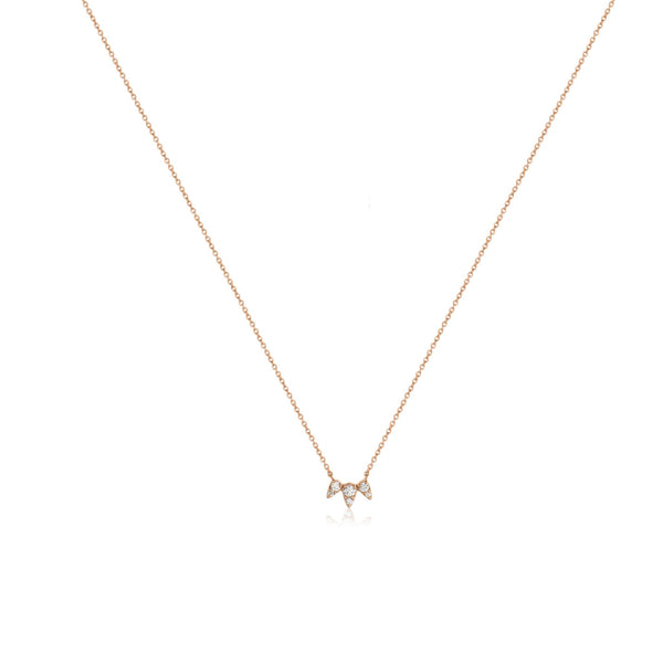 Rose gold micron plated on silver with Cubic Zirconia floral motif necklace  .