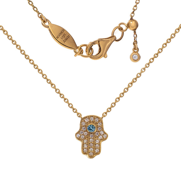 Rose gold Hamsa chain necklace with cubic zirconia and adjustable slider