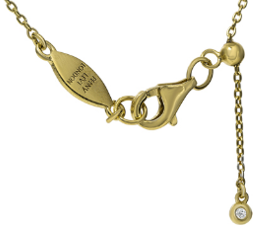 Gold-plated initial necklace with CZ decoration and sliding length adjuster.