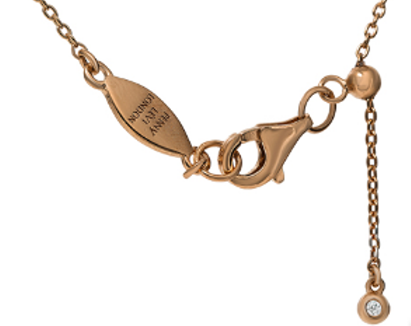 Rose gold micron plated on silver with Cubic Zirconia floral motif necklace  .