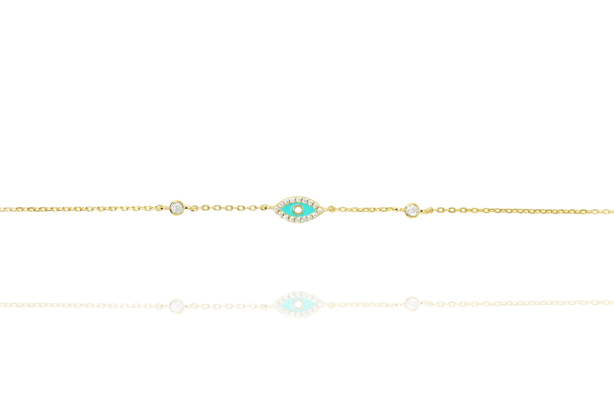 Gold-Plated Silver Bracelet with Enamel Eyes

