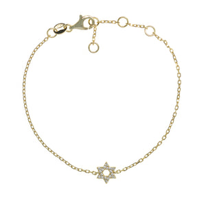 Star of David Gold-plated Chain Bracelet with Cubic Zirconia