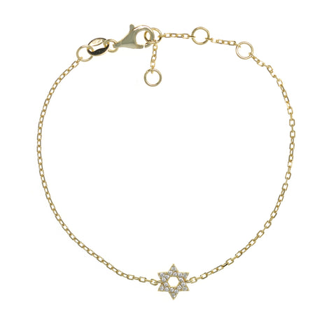 Star of David Gold-plated Chain Bracelet with Cubic Zirconia