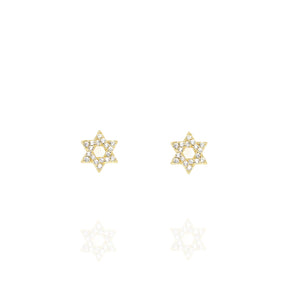 Gold-plated Star of David Earrings with Cubic Zirconia