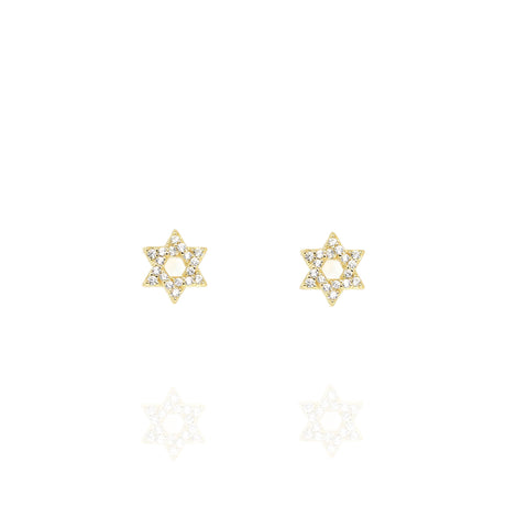 Gold-plated Star of David Earrings with Cubic Zirconia
