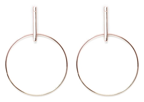 
Rose gold plated silver hoop earrings with a 3.5 cm diameter and butterfly stud closure.

