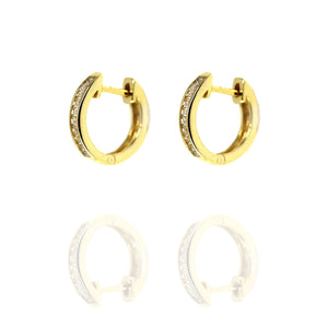 Baguette Small Hoop Gold Earrings with Cubic Zirconia