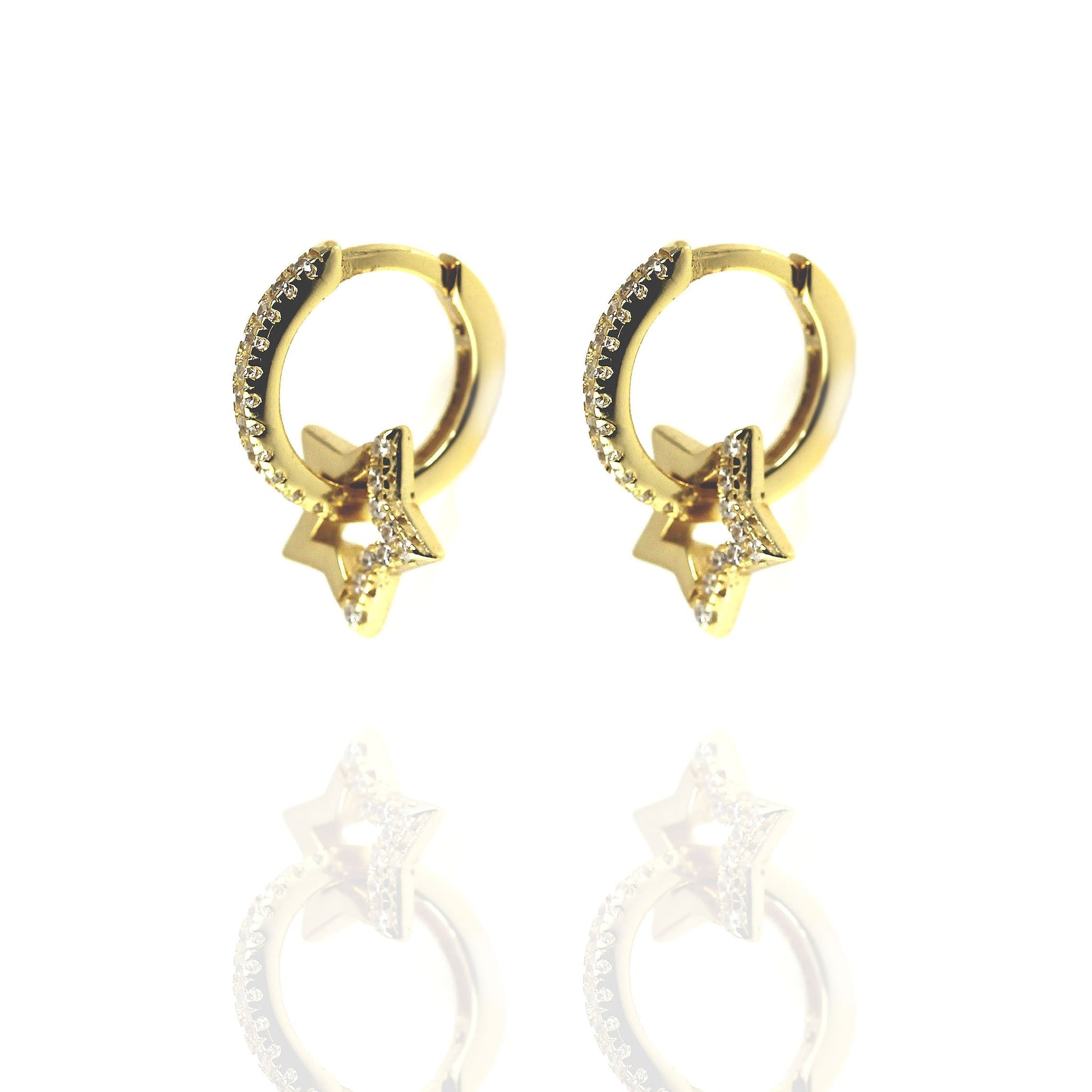 Mini Star Gold Huggie Hoop Earring with Cubic Zirconia