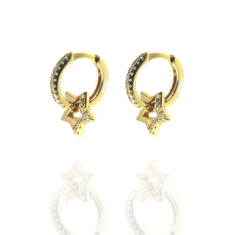 Mini Star Gold Huggie Hoop Earring with Cubic Zirconia