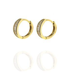 Gold Huggie Earrings with Cubic Zirconia