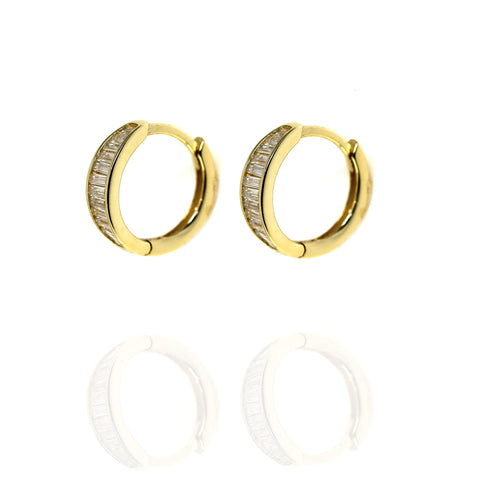 Gold Huggie Earrings with Cubic Zirconia