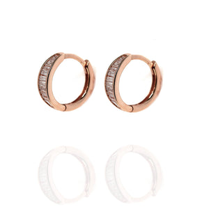 Rose Gold Huggie Earrings with Cubic Zirconia