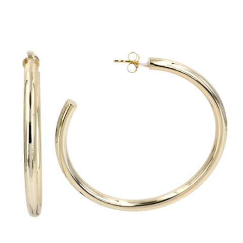
14 karat Gold Plated Sterling Silver Hoop Earrings with 4mm Width and 55mm Diameter

